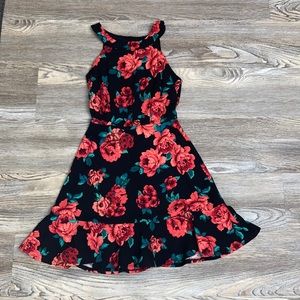 Black and Red Floral Juniors Dress